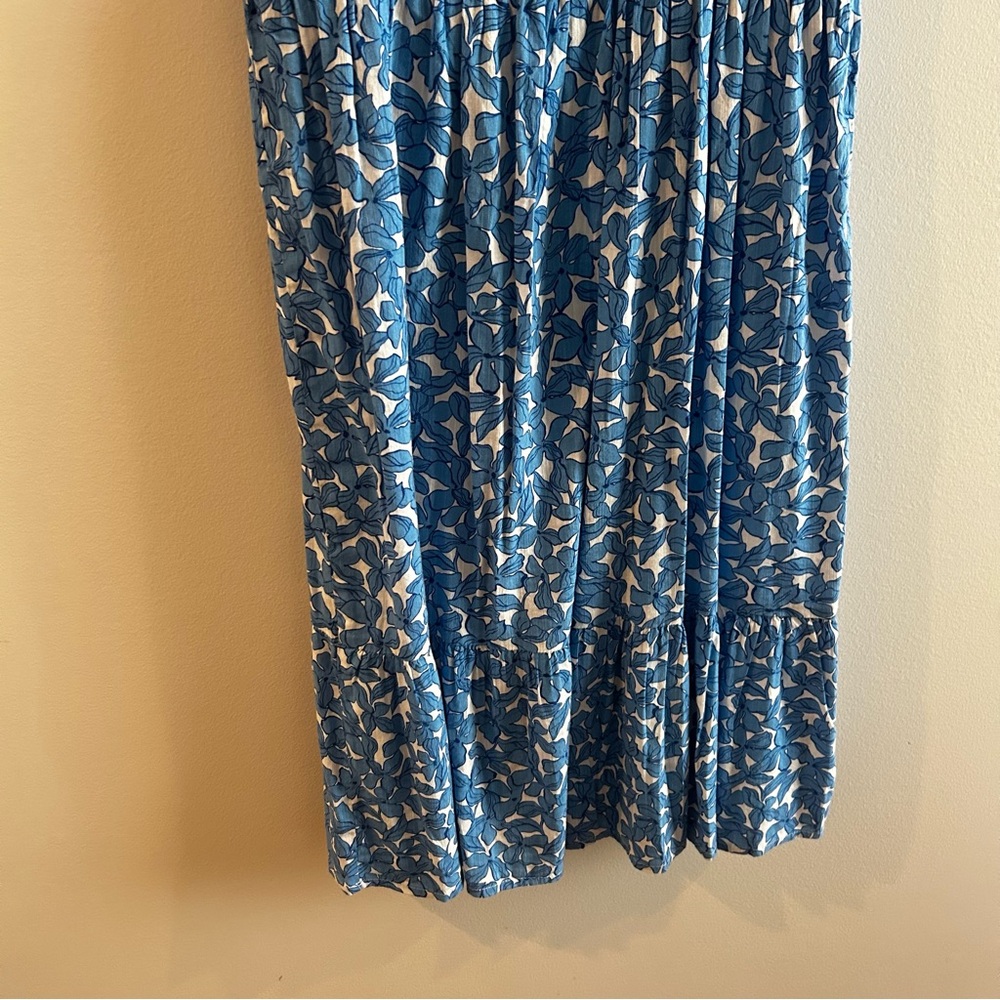 GAP Blue Patterned XS Midi Dress, lined - smocked bodice - Picture 3 of 6